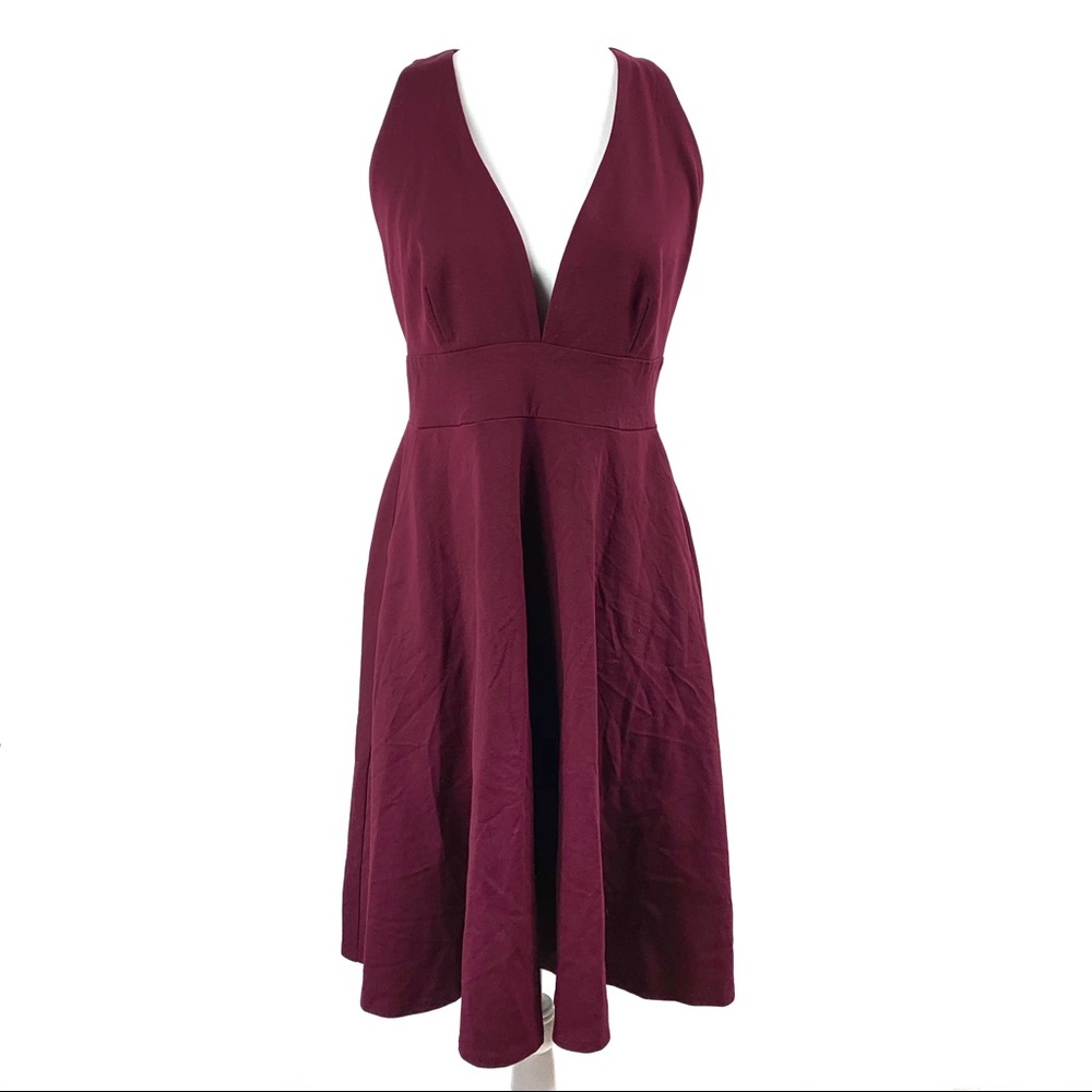 Lulu’s Finesse Burgundy Midi Dress